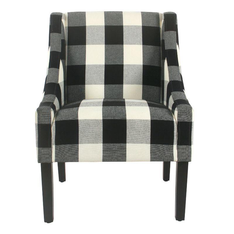 HomePop Modern Swoop Accent Armchair Black Plaid : Cotton Upholstery, Wood Legs, Foam Fill, No Assembly Required