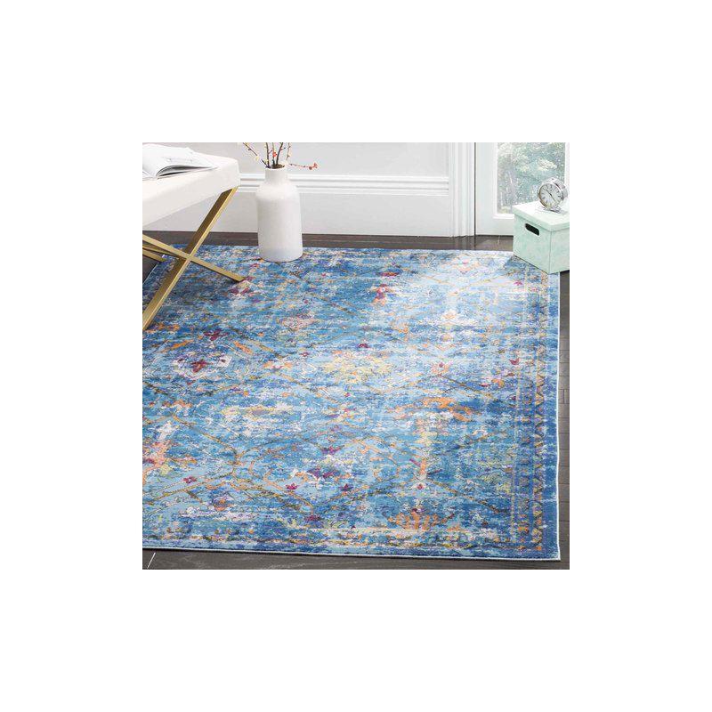 Aria Blue Synthetic 4' x 6' Reversible Rectangular Area Rug