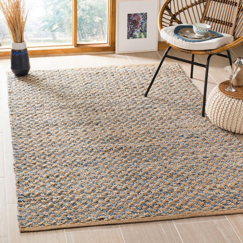 Cape Cod Blue and Natural Handwoven Wool Area Rug, 4' x 6'