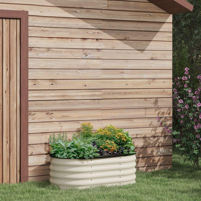 Outsunny Galvanized Raised Garden Bed Kit, Metal Planter Box with Safety Edging, 41.25" x 23.5" x 16.5", Cream