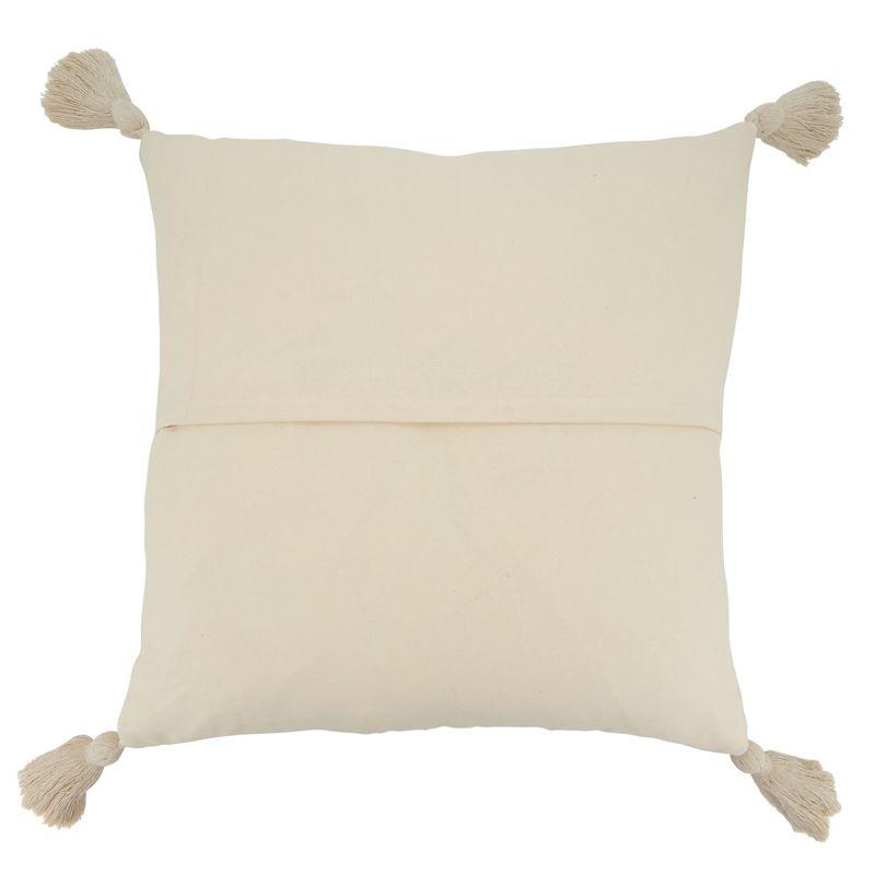 Natural Cotton Shimmer Line Decorative Pillow Cover with Tassels