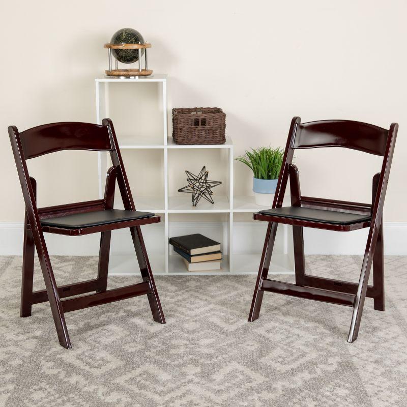 Flash Furniture Hercules Folding Chair - Red Mahogany Resin - 4 Pack 800LB Weight Capacity Comfortable Event Chair - Light Weight Folding Chair