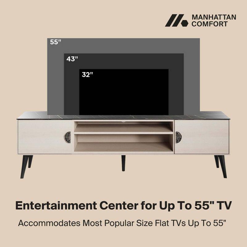 Manhattan Comfort 70.9" Haley TV Stand for TVs up to 55" White/Black Marble