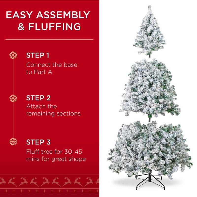 Best Choice Products 6ft Pre-Lit Holiday Christmas Pine Tree w/ Snow Flocked Branches, 250 Warm White Lights