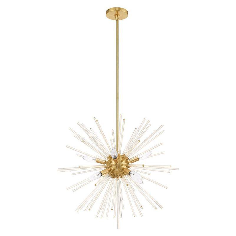 Elegant Utopia 8-Light Satin Brass Chandelier with Crystal Rods