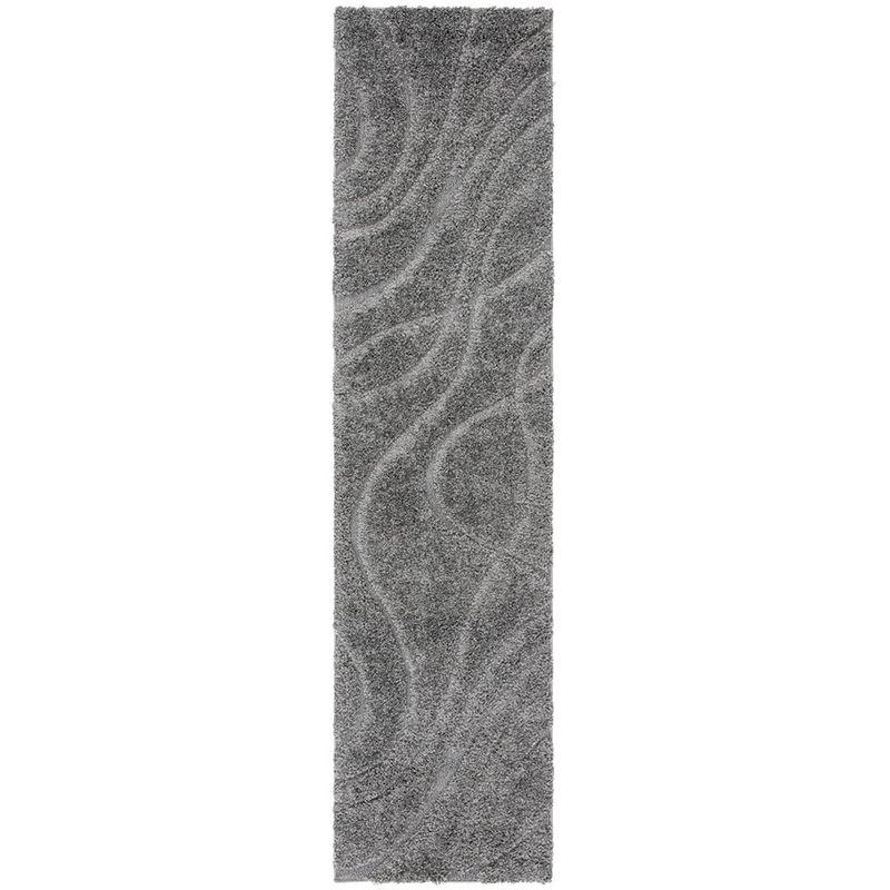 Gray Synthetic Shag Runner Rug, 2'3" x 9'