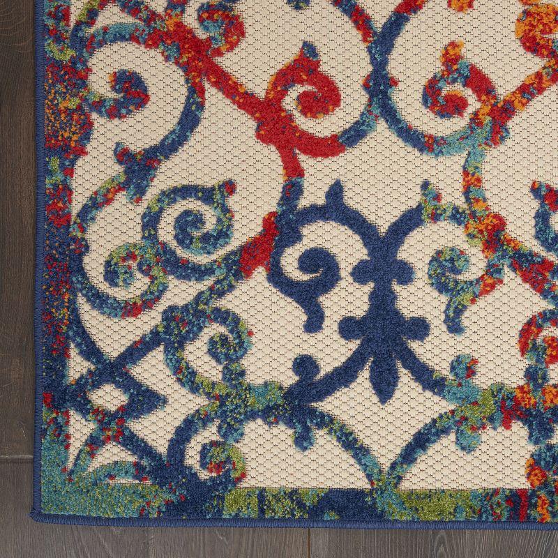 Nourison Aloha Contemporary Scroll Flatweave High-Low Indoor Outdoor Area Rug Multicolor 5'3" x 7'5"