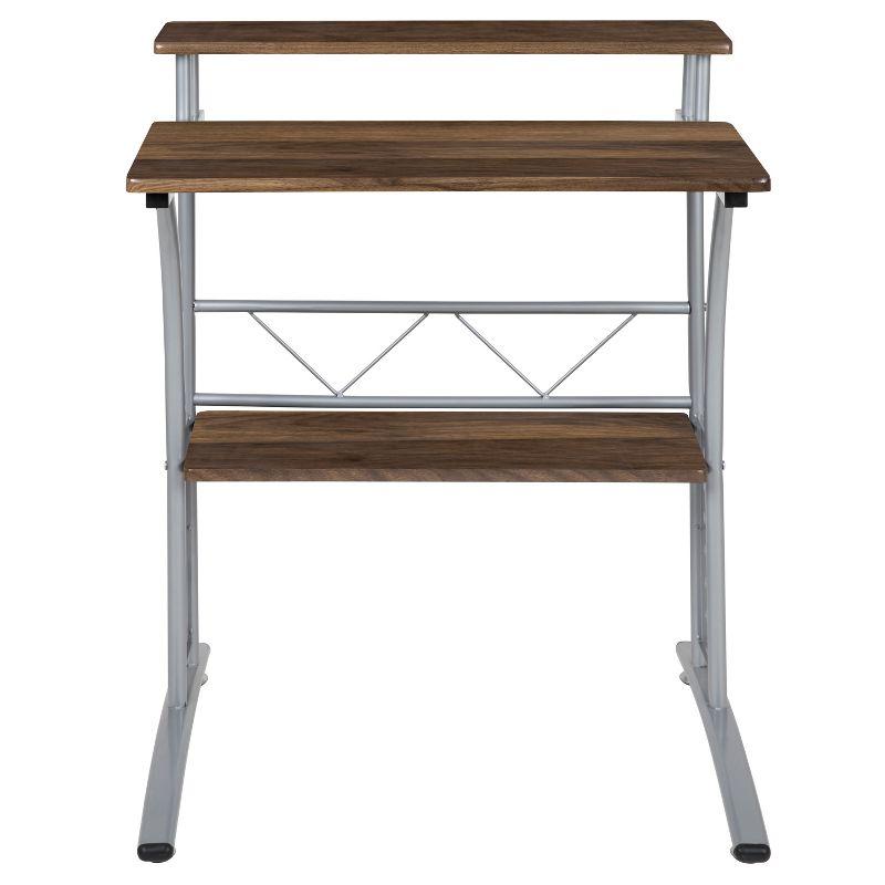 Flash Furniture Clifton Rustic Walnut Computer Desk with Top and Lower Storage Shelves