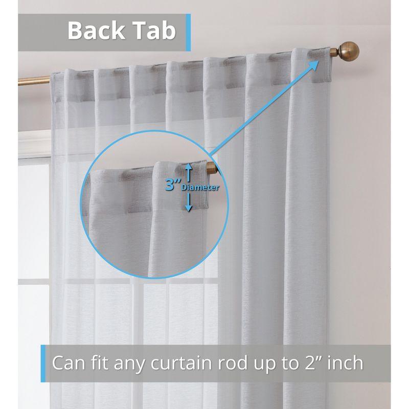 HLC.ME Lauren Semi Sheer Light Filtering Transparent Pocket Top & Back Tab Lightweight Window Curtain Panels, Set of 2 - Silver Grey, 54 W x 84 L