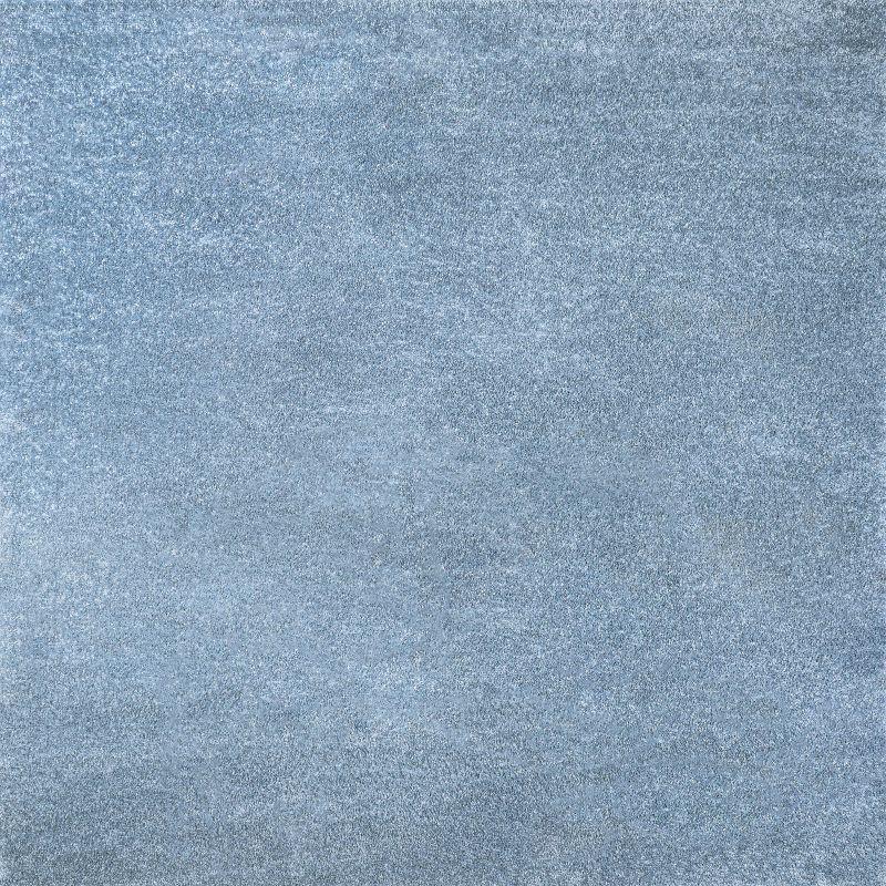 Classic Blue 7' Square Low-Pile Synthetic Area Rug