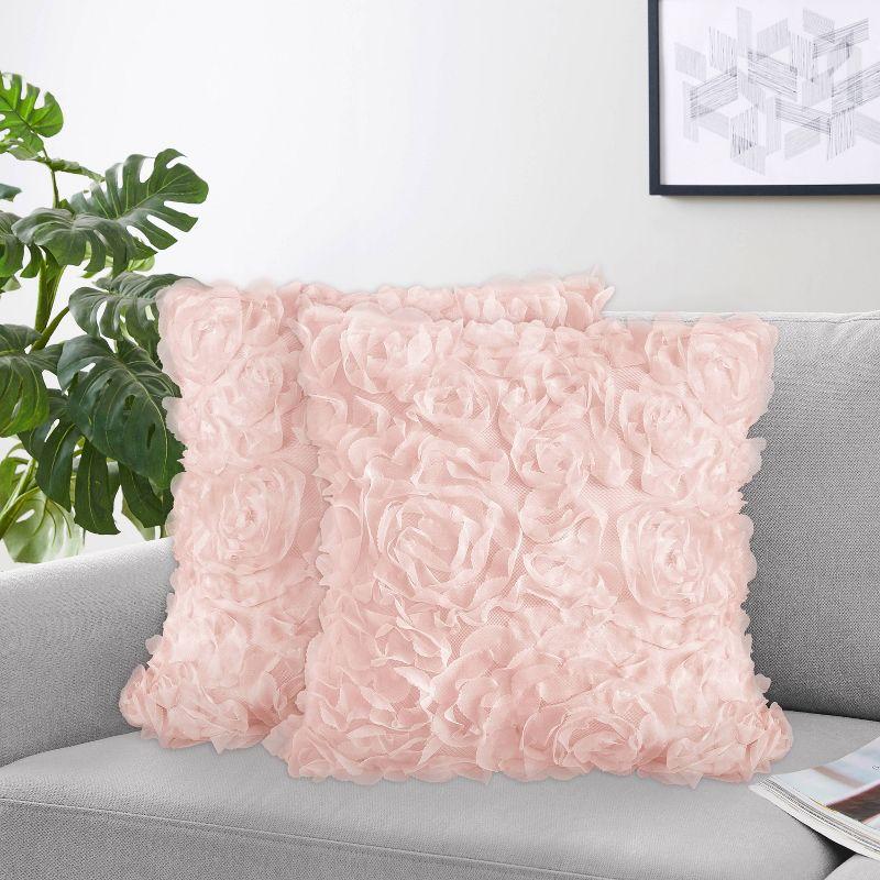 Rose Lace Square Pillow Cover and Insert