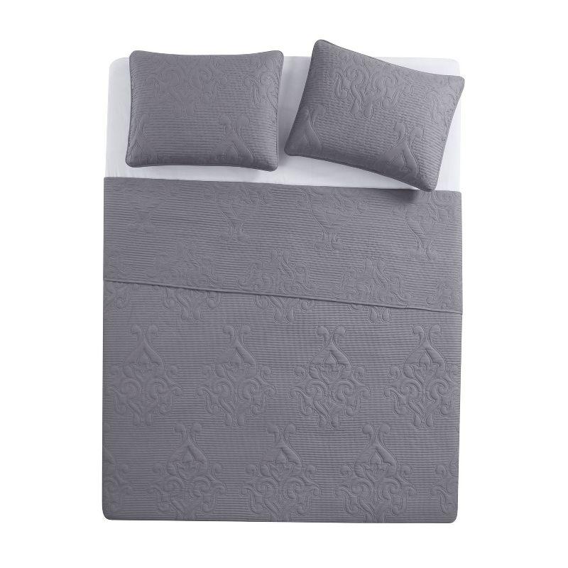 VCNY Square 3-Piece Solid Pinsonic Textured Quilt Set