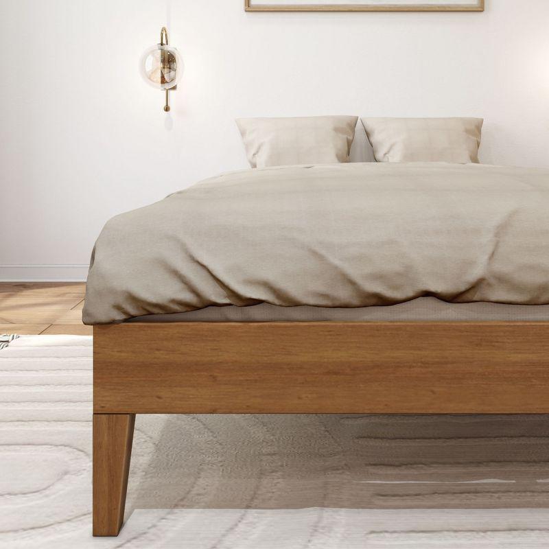 Plank+Beam Solid Wood Full Size Platform Bed Frame,  Matte Pecan