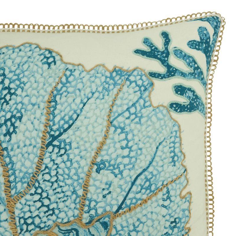 Saro Lifestyle Sea Fan Design Pillow Cover, 20", Blue