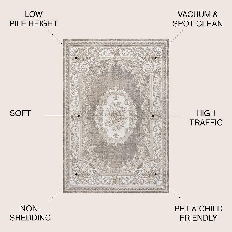 JONATHAN Y Rosalia Cottage Medallion Gray/Ivory 5 ft. x 8 ft. Area Rug