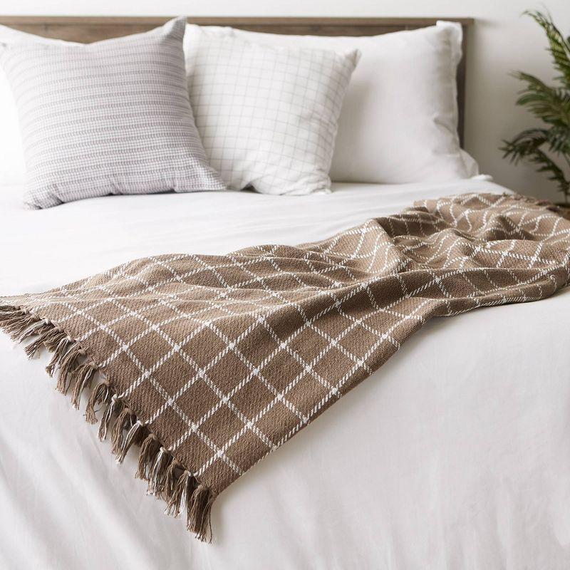 50"x60" Checked Plaid Throw Blanket Brown - Design Imports
