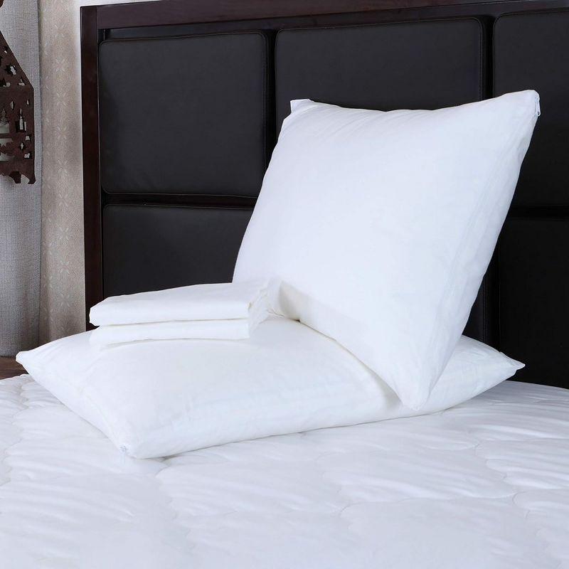 Standard White Hypoallergenic Poly-Cotton Pillow Protector Set