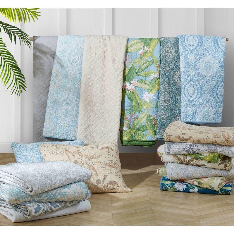 Tommy Bahama Home Tommy Bahama Beach Bliss Grey Cotton Reversible Quilt Set