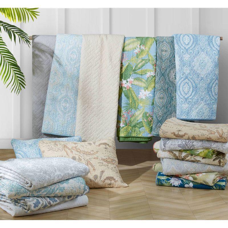 Tommy Bahama Raffia Solid Cotton Reversible Quilt Set