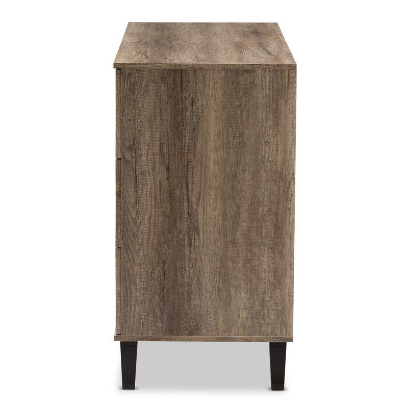 Wales 6-Drawer Geometric Light Brown & Black Dresser