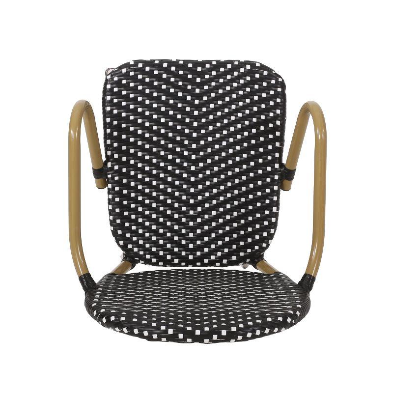 GDFStudio Danberry Outdoor Wicker and Aluminum 29.5 Inch French Barstools (Set of 2), Black