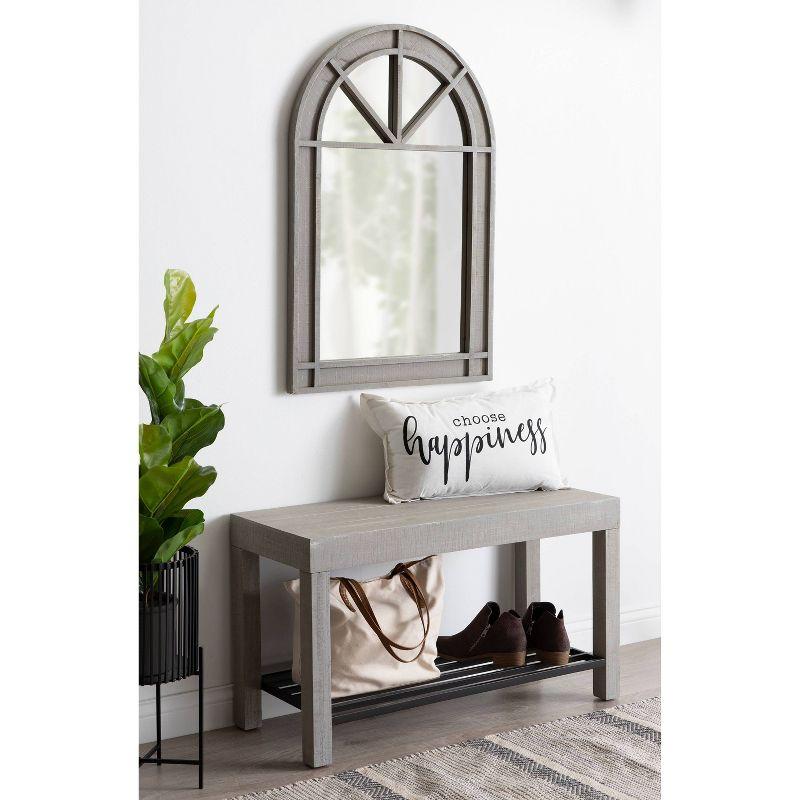 Gray Wood Rustic Arch Wall Mirror, 27.5" x 40"