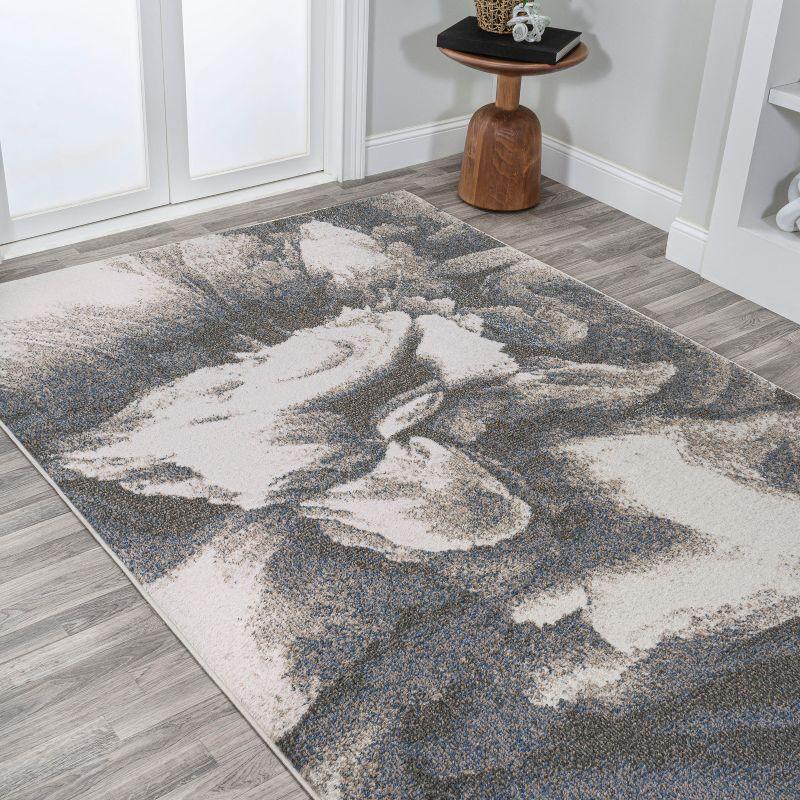 3' x 5' Petalo Abstract Two-Tone Modern Area Rug, Gray/Cream - JONATHAN Y