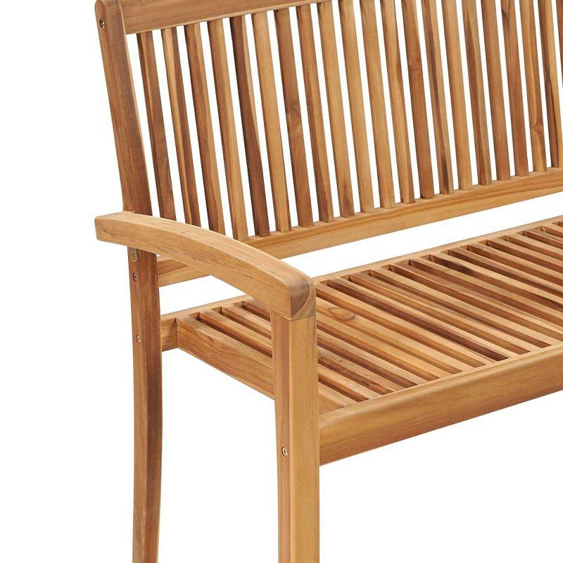 vidaXL Stacking Patio Bench with Cushion, 50.6" Solid Teak Wood