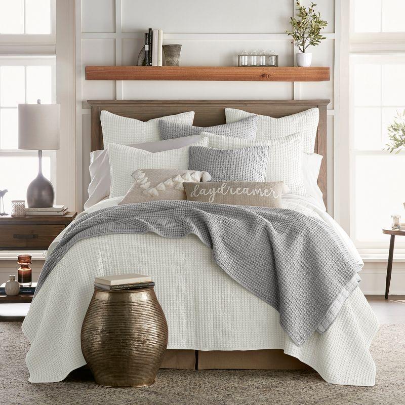 Gray Twin Microfiber Waffle Quilt and Sham Set