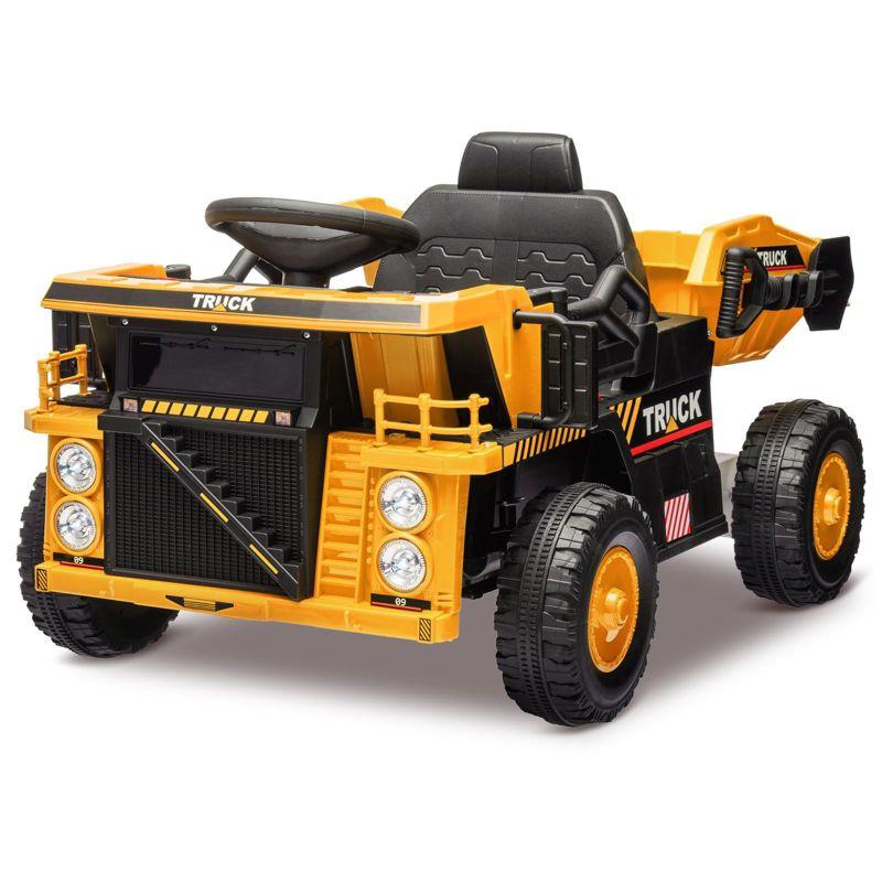 12V Yellow Ride-On Dump Truck with Remote Control and Music Player