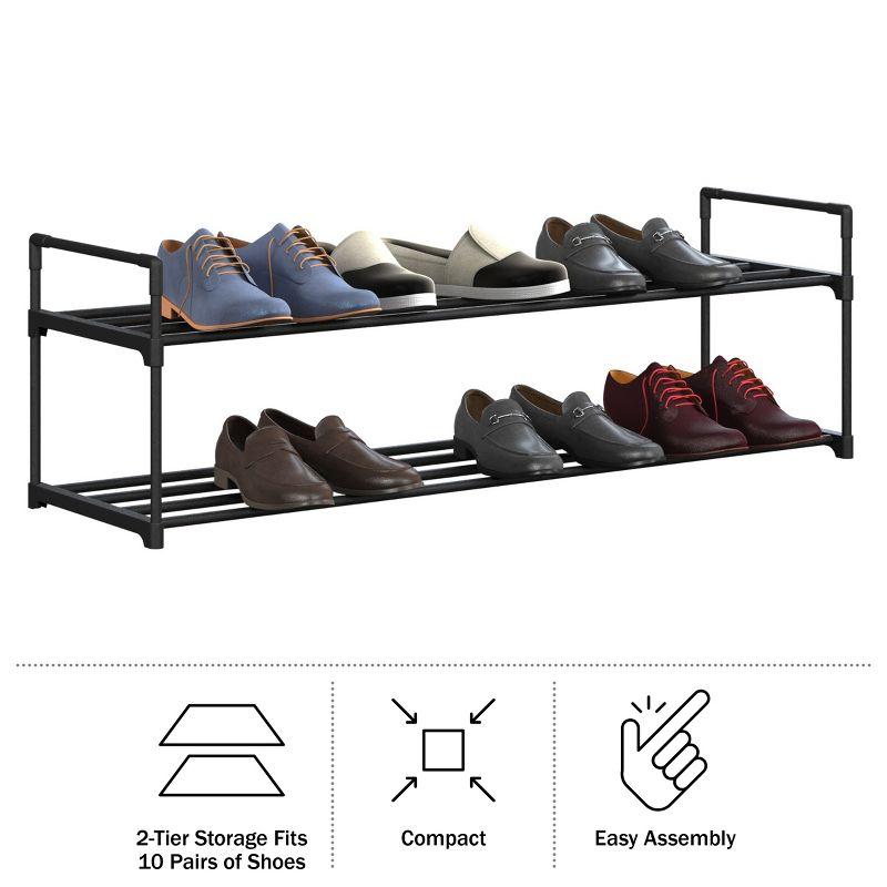 Home-Complete 2-Tier Shoe Rack for 10 Pairs, Black