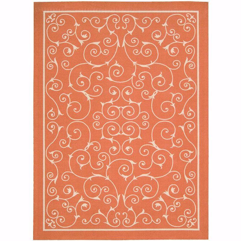 Floral Haven Orange & White Reversible Indoor/Outdoor Rug 5' x 7'