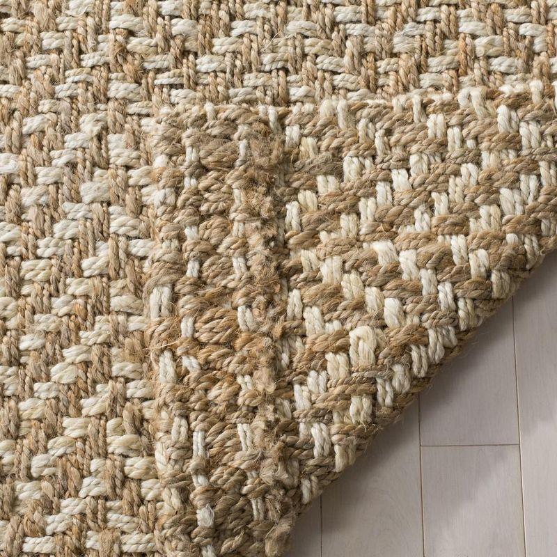 Ivory and Natural Handwoven Jute Area Rug 4' x 6'