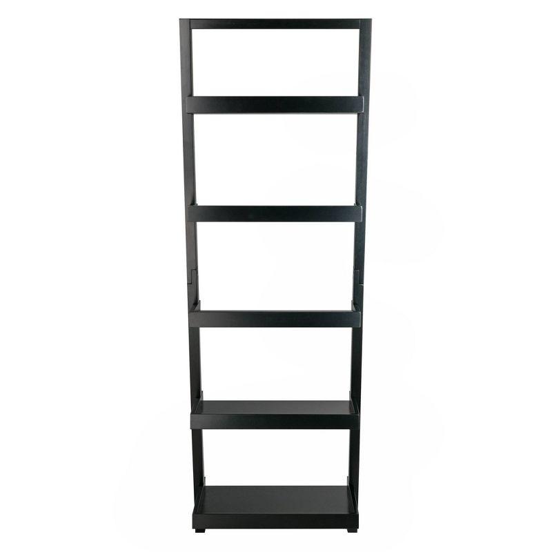 69.36" Bellamy Leaning Shelf Black - Winsome: 5-Tier, Space-Saving, Solid Wood, Wall Secure Bookcase