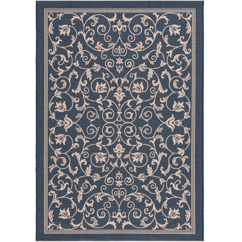 Courtyard CY2098 Power Loomed Indoor and Outdoor Area Rug - Navy/Beige - 5'3"x7'7" - Safavieh