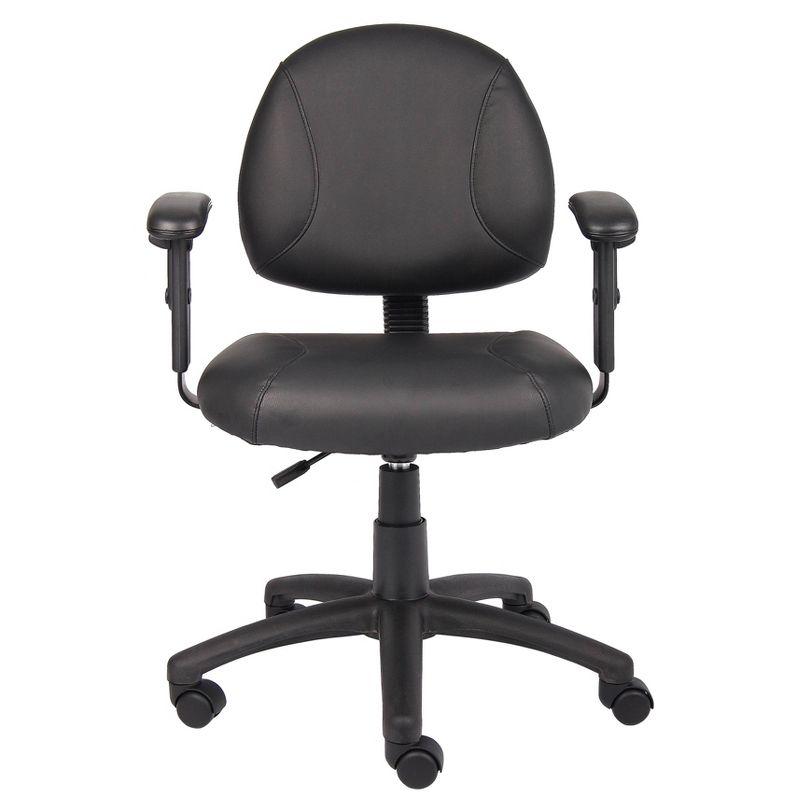 Ergonomic Black Leather Task Chair with Adjustable Arms