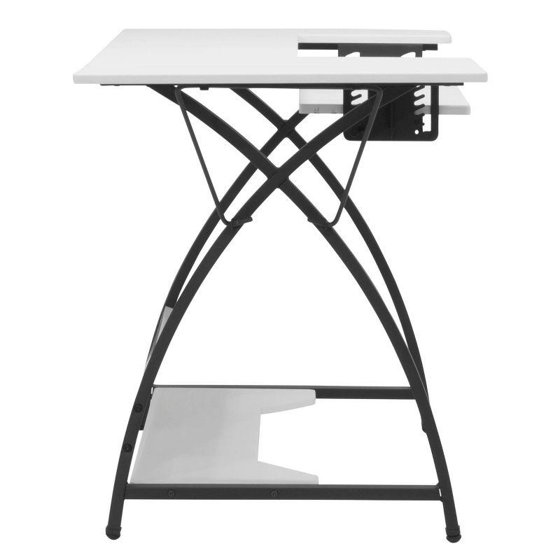 Comet Plus Sewing/Office Table with Fold Down Top, Height Adjustable Platform and Bottom Storage Shelf Black/White - Sew Ready: Crafting Desk