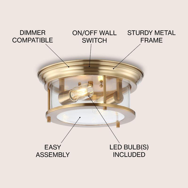 JONATHAN Y Lauren 2-Light Metal/Glass LED Flush Mount