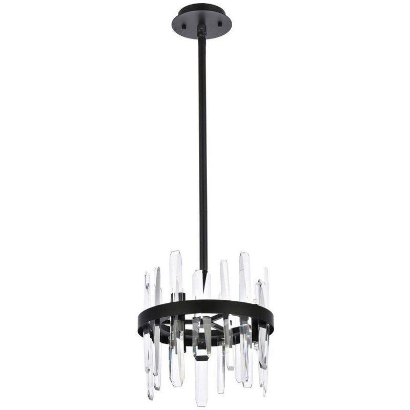 Elegant Lighting Serena 12 inch crystal round pendant in black