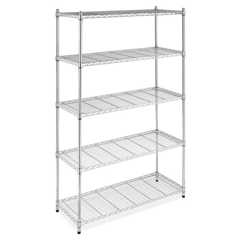 Whitmor 5 Tier Supreme Large Shelving Chrome Silver: Storage & Organization, Reinforced Metal, Compatible with 13" Cube System