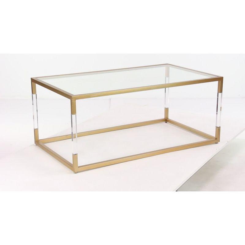 Elegant Gold and Clear Rectangular Outdoor Coffee Table with Acrylic Legs