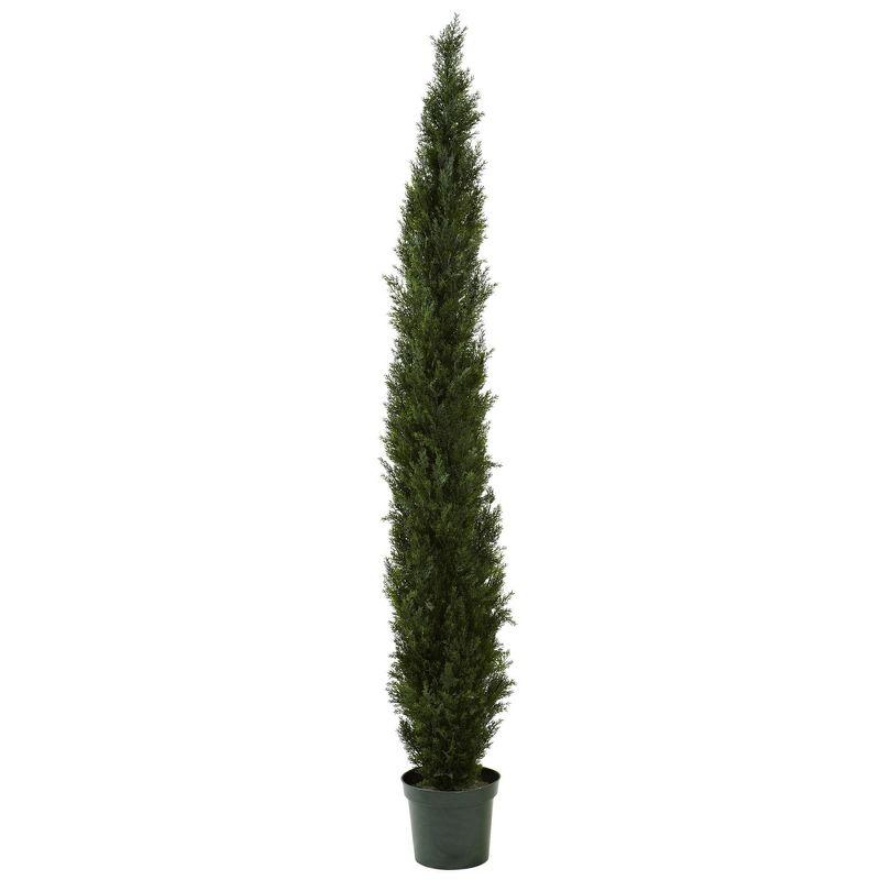 Nearly Natural 8-ft Mini Cedar Pine Tree with 4249 tips in 12-in Pot (Two Tone Green)