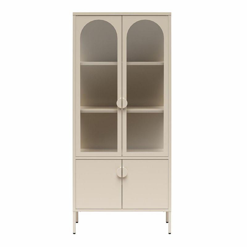 CosmoLiving by Cosmopolitan Chloe Tall Metal Display Cabinet with 2 Arched Glass Doors