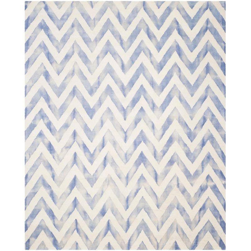 Ivory and Blue Hand-Tufted Wool 8' x 10' Area Rug