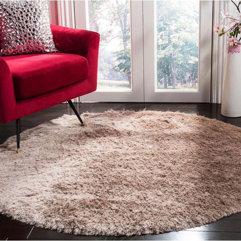 Paris Shag SG511 Hand Tufted Indoor Area Rug - Beige - 5' Round - Safavieh