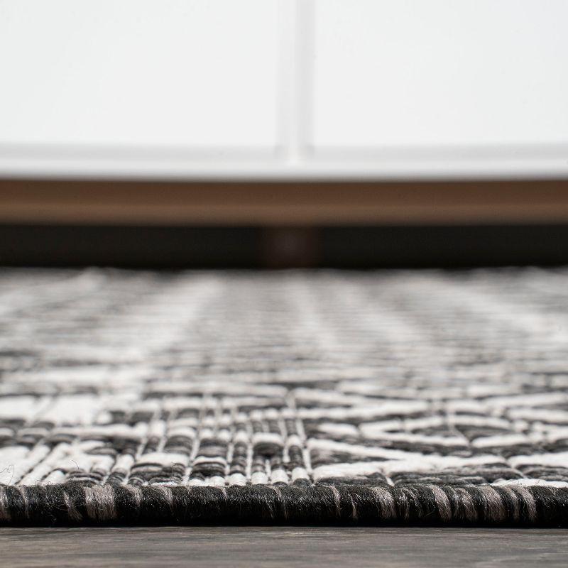 3'x5' Kafel Modern Bohemian Indoor/Outdoor Area Rug, Black/Ivory - JONATHAN Y