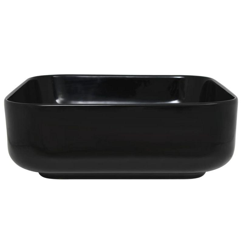 Basin Ceramic Square Black 15"x15"x5.3"