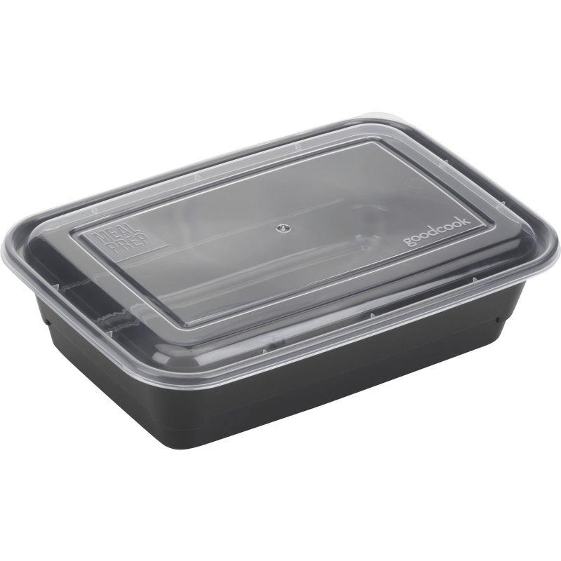 GoodCook Meal Prep 1 Compartment Rectangle Black Containers + Lids - 10ct