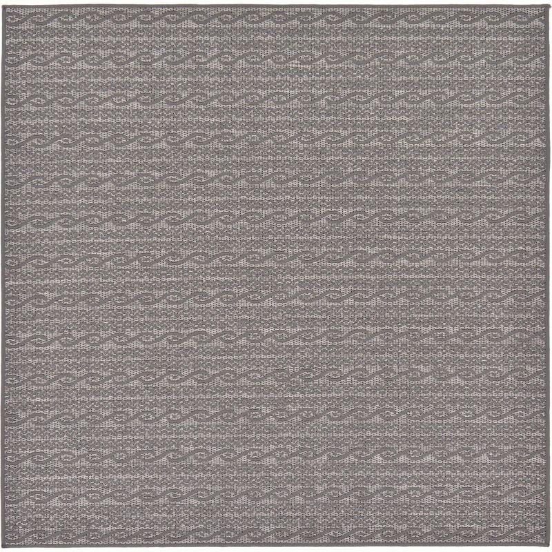 Unique Loom 6' 0 x 6' 0 Square Gray Outdoor Modern Links Area Rug