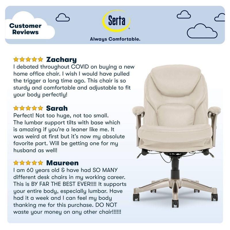 Work Executive Office Chair Ivory - Serta : Ergonomic Pneumatic Height Adjustment, Lumbar Support